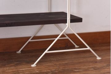 ラフジュ工房オリジナル　ホワイト　ペイント薄型アイアンラック【大】(陳列棚、飾り棚)